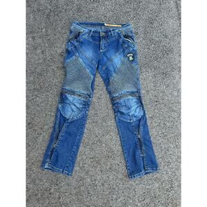 Men’s size 31 akdmks moto jeans dark Wash denim 31w x 32l zipper detail